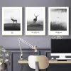 Black and white landscape photography, living room decorative paintings, modern and simple dining room architectural hanging paintings, hotel model room combination murals Item Picture